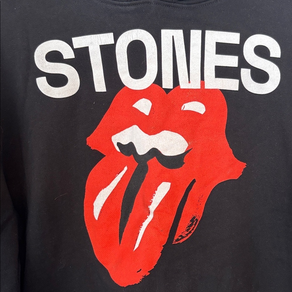 The Rolling Stones Cropped Fleece Graphic Concert Hoodie Sweatshirt L - Picture 2 of 7